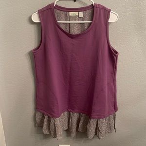 Logo Lori Goldstein tank with ruffled flower pattern bottom